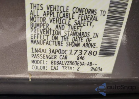 2013 Nissan Altima 2.5 Sl из США, поврежденный, VIN 1N4AL3AP0DC173780